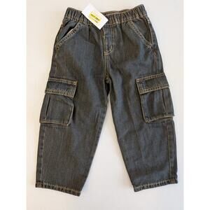 Cat & Jack Toddler Boys  Jeans Size 3T Baggy Elastic Waist Dark Wash Denim Pants